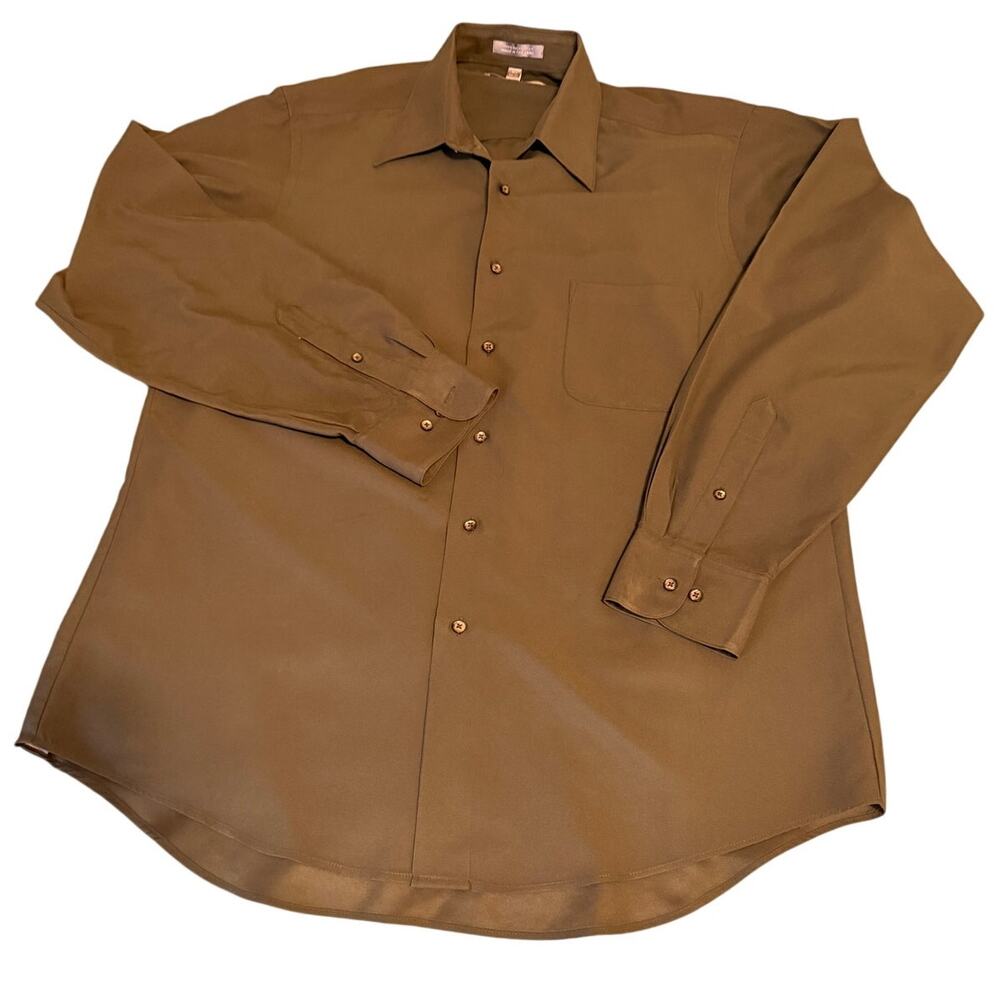 Geoffrey Beene Men’s 16.5 34/35 Olive Green Long Sleeve Dress Shirt